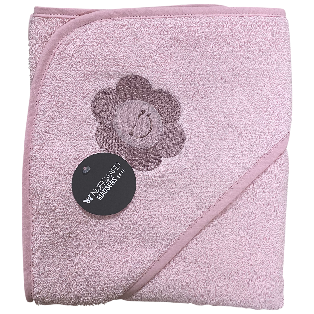 NM Badeslag lyserød m/ glad blomst str. 75x75 cm.