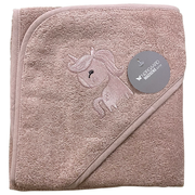 Badeslag pale mauve m/ sød unicorn str. 100x100 cm.