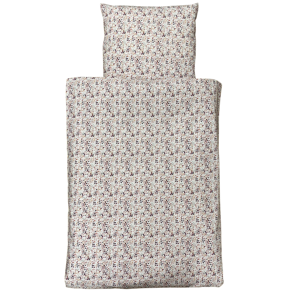 NM baby sengelinned - dess. 1101 m/ rosa farvede blomster