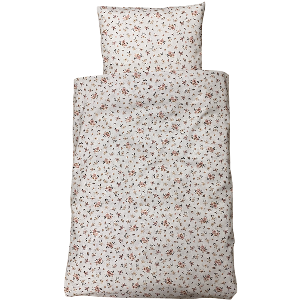 Junior sengelinned, dess. 1340 hvid m/ pastelfarvede smukke blomster