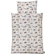 NM baby sengelinned - dess. 1356 beige m/ arbejdsmaskiner