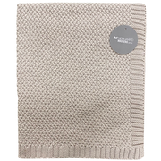 NM Bomuldsplaid, 75x100 cm. strikket, ensfarvet beige