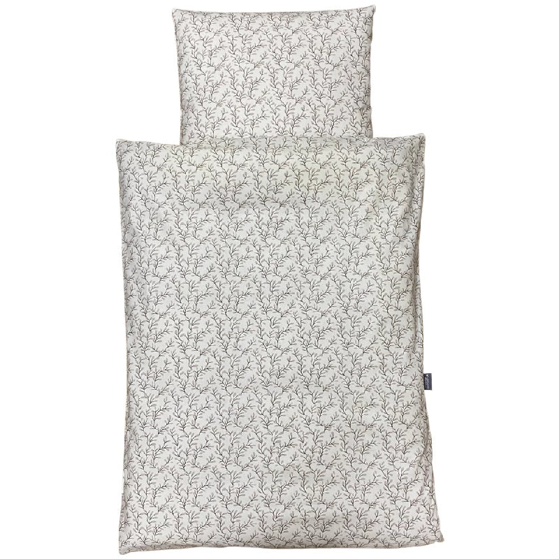 Baby sengelinned - dess. 1244 hvid m/ naturfarvede grene