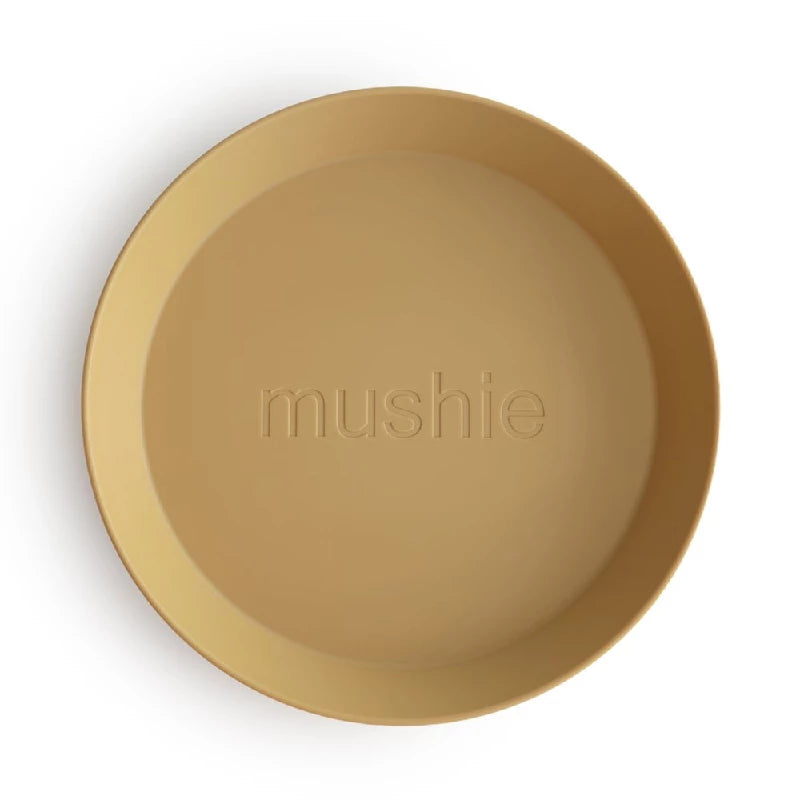 Mushie Rund Tallerken Mustard 2pcs