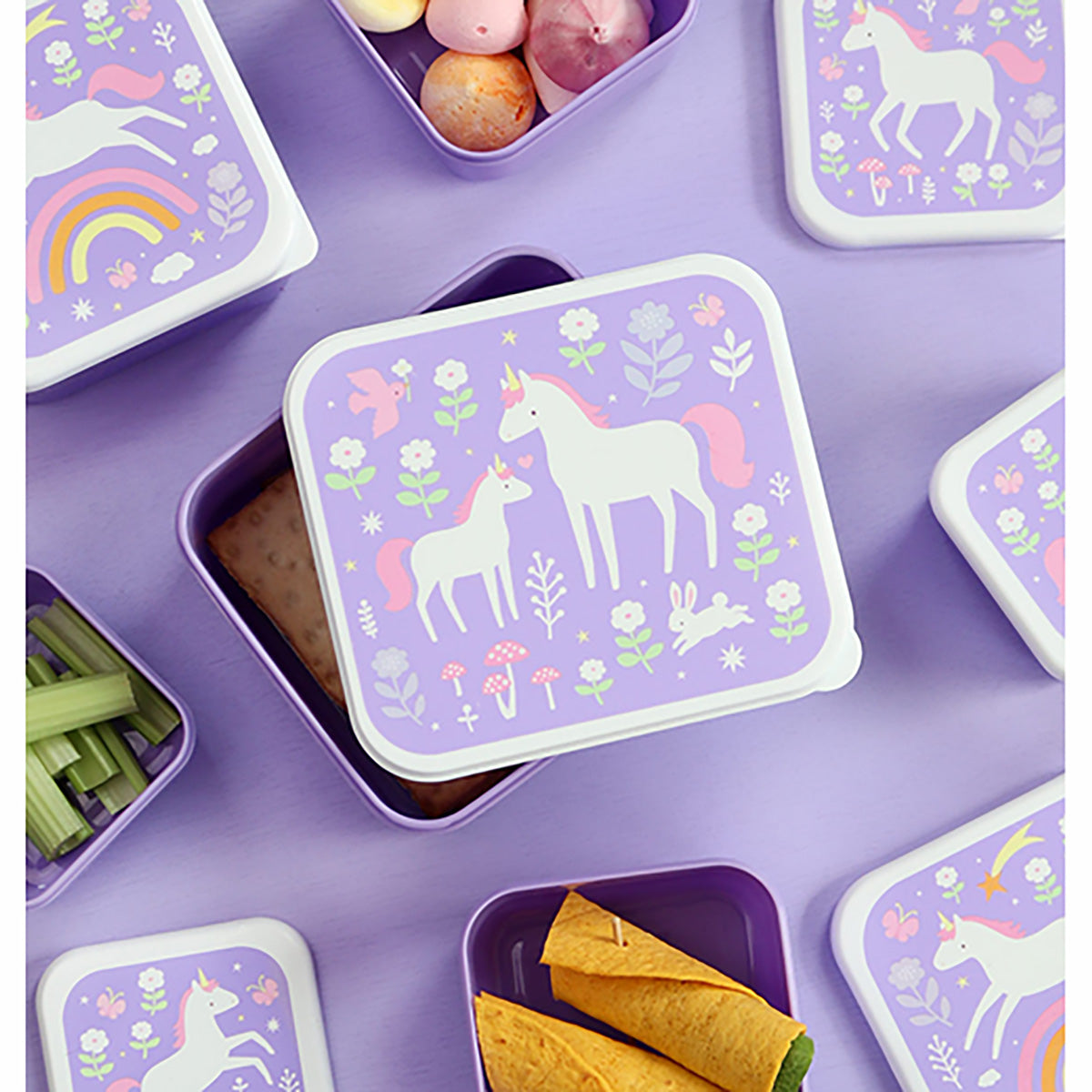 Lunch & snack box set - Unicorn Dreams