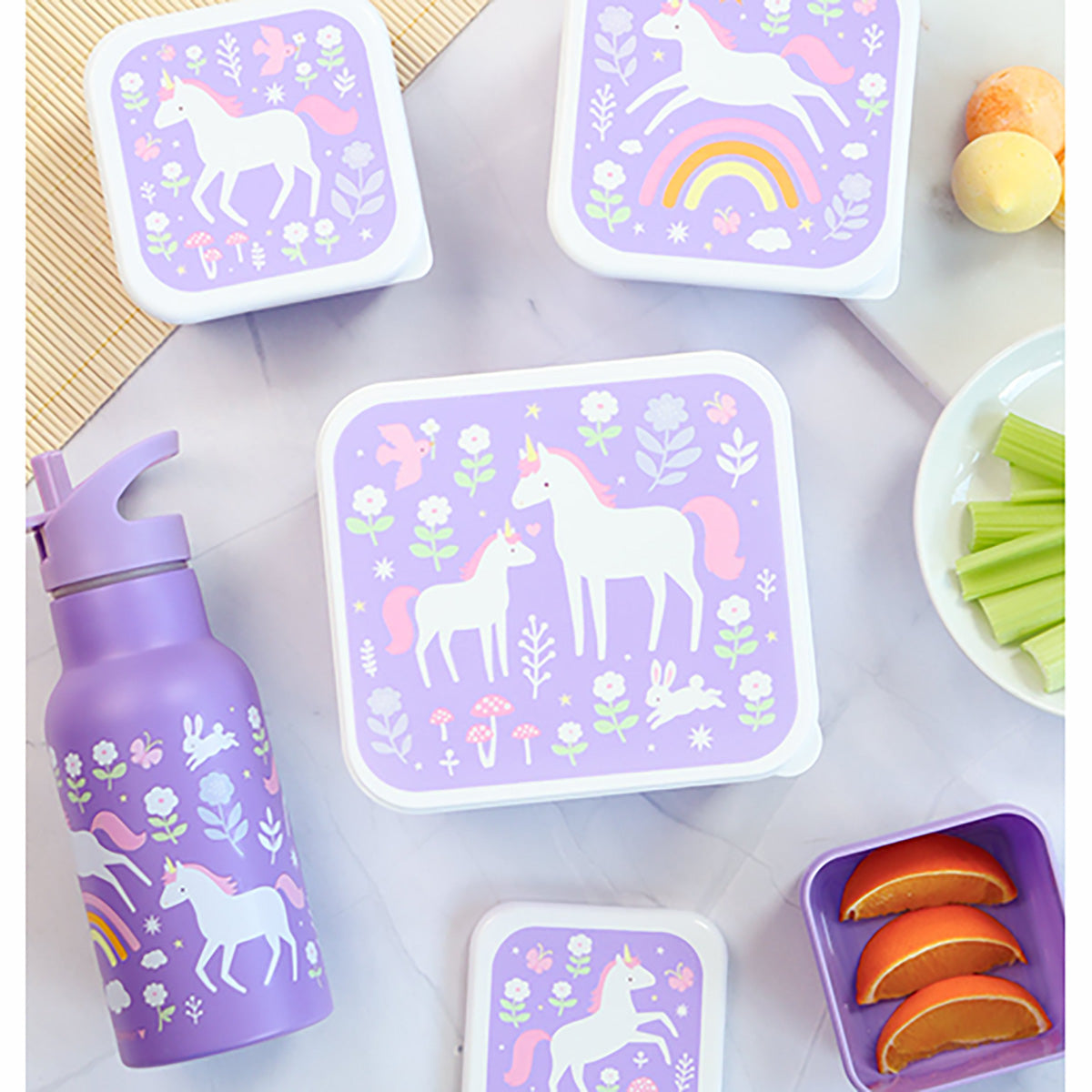 Lunch & snack box set - Unicorn Dreams