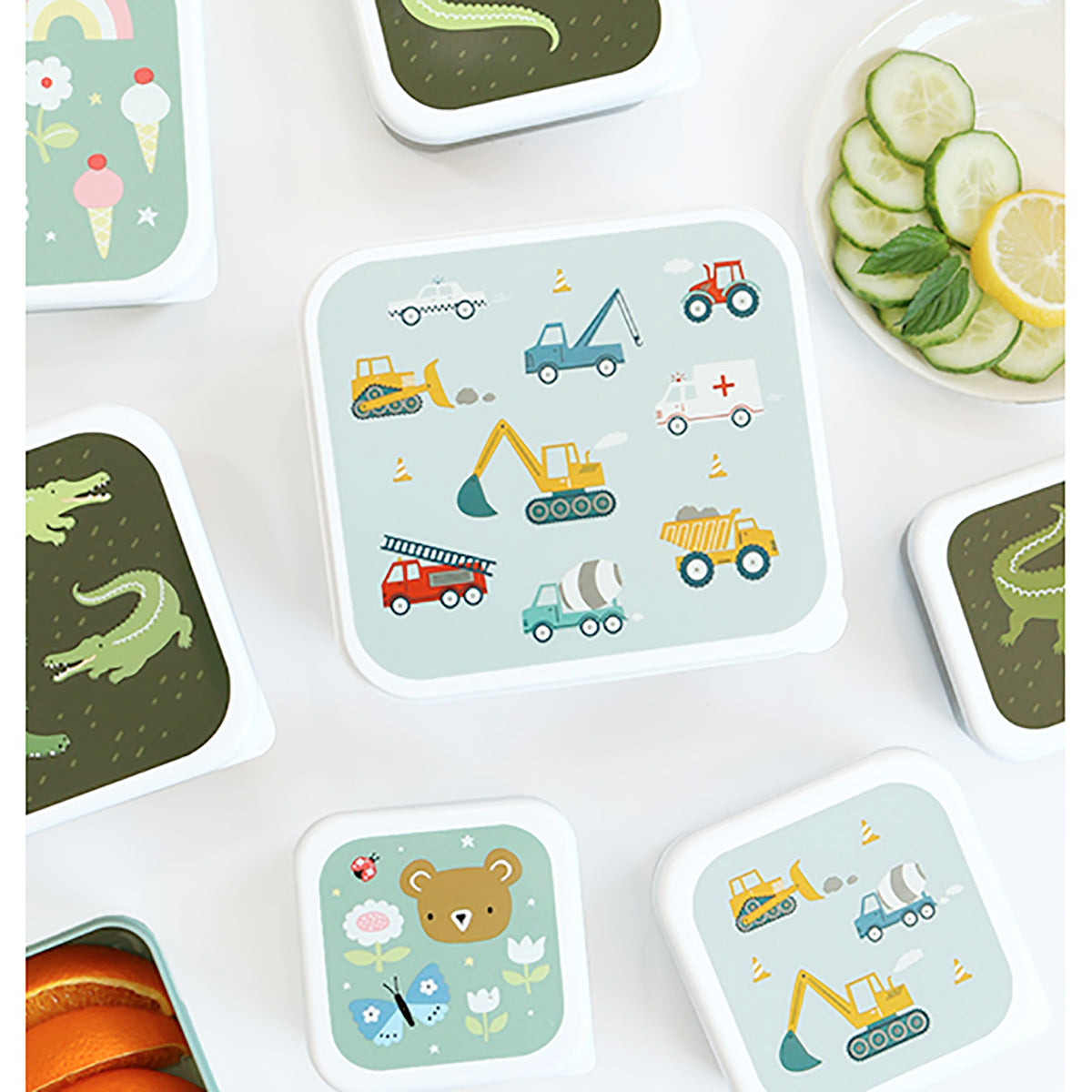 Lunch & snack box set - Vehicles