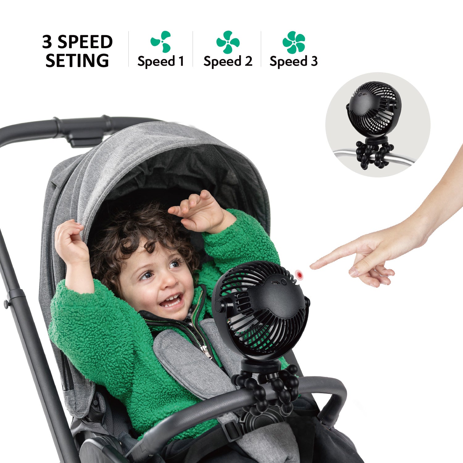 Titaniumbaby Ventilator genopladelig -sort