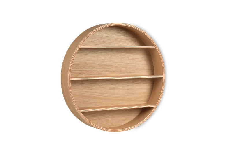 Curve Lab Udstillingsreol - Birketræsfinér med en overflade afslutning i egetræ