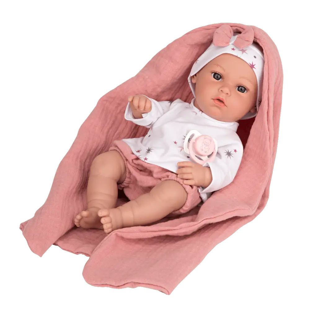 Arias Dukke Elegance Nia 33 cm. m. dusty rosa tæppe