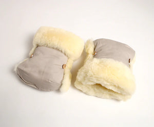 Naturkind Barnevognshandsker af lammeskind - Creme