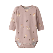 Name It Langærmet body til baby pige med rådyrprint