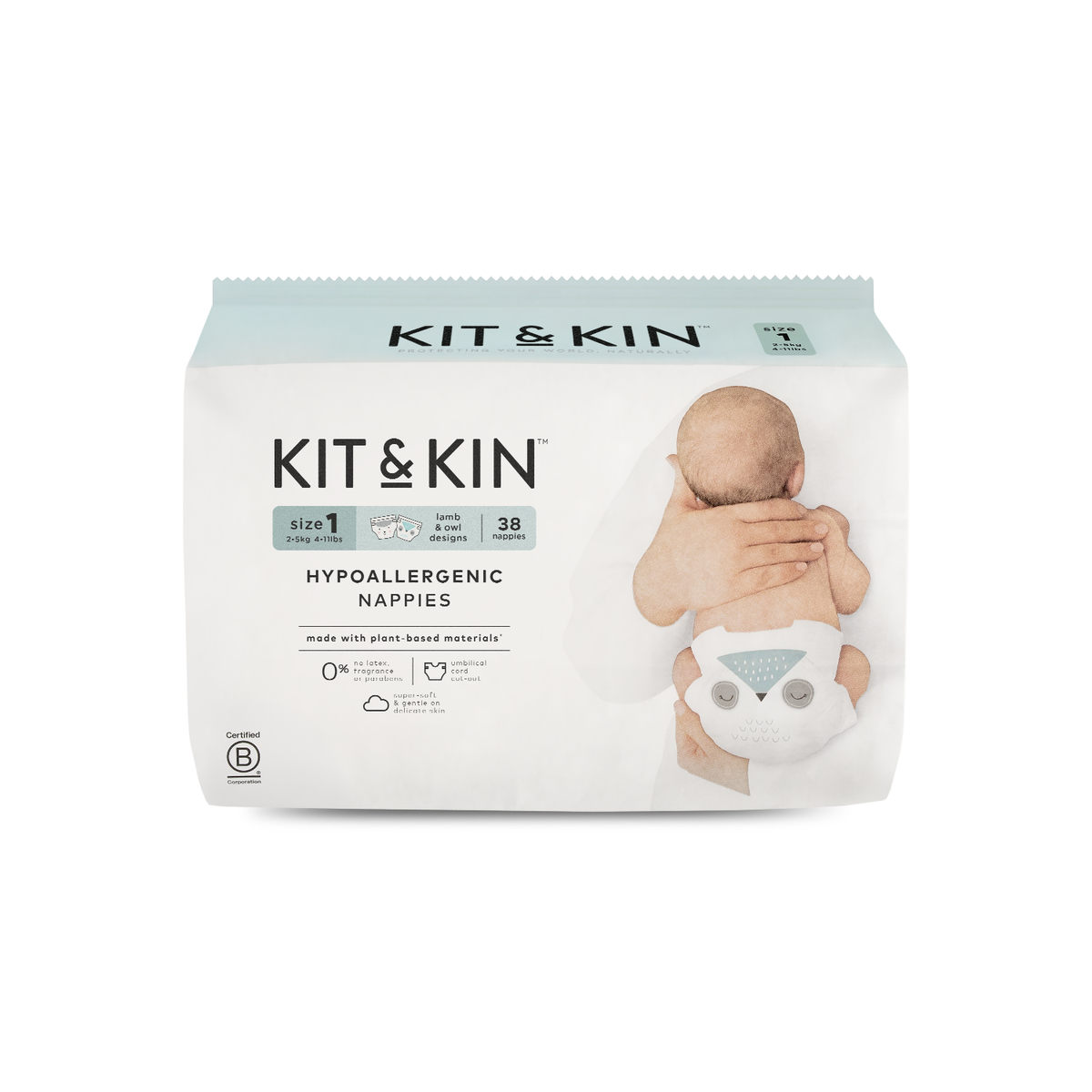 Kit & Kin Hypoallergeniske Bleer - Str. 1: 2-5 kg (38 stk)